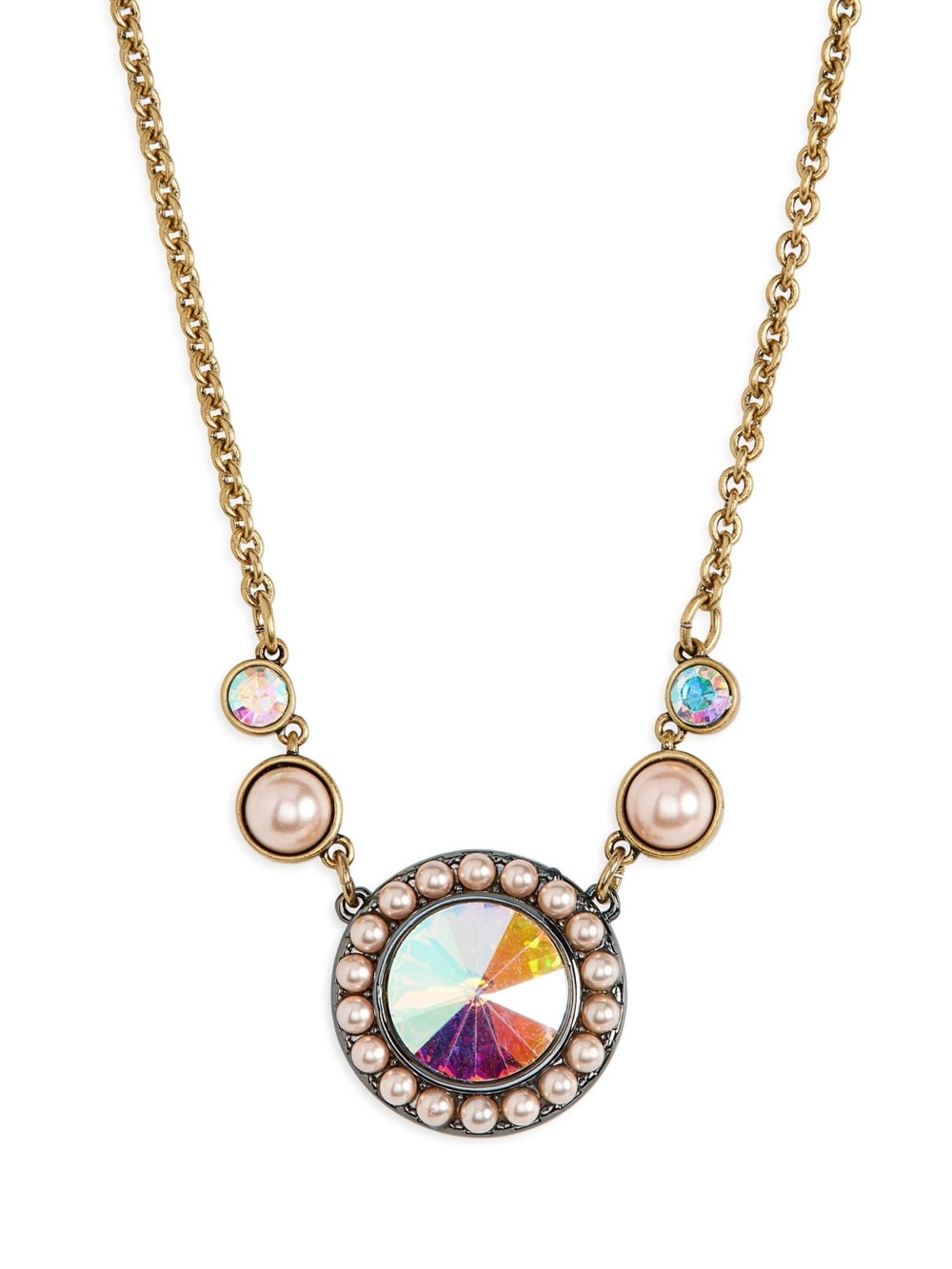 Kurt Geiger Octavia Pendant Necklace Iridescent Crystal & Pearl Pendant Necklace